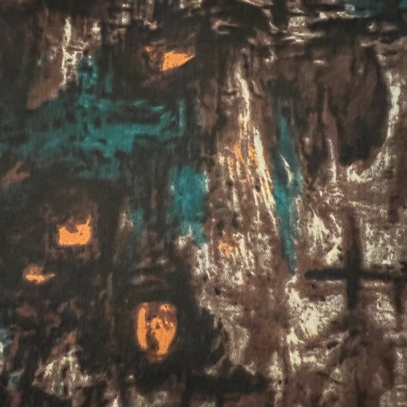 Talbots Sleeveless Top Brown Abstract Pleated Career NWOT Size Petite 8P - Picture 9 of 13